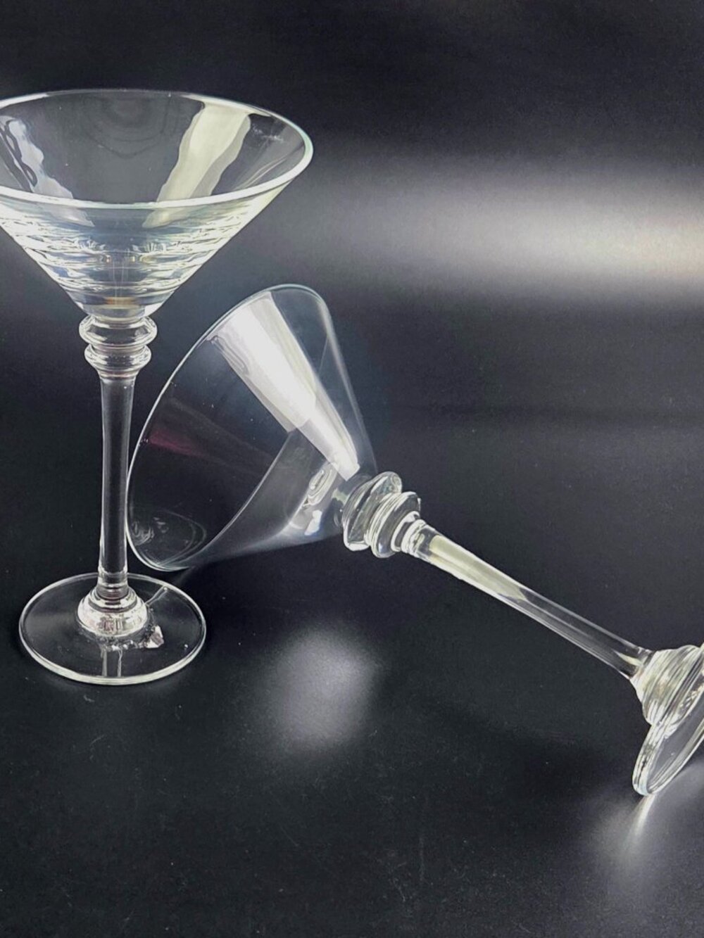 Vintage Pottery Barn Claro Martini Glasses – Set of 2 – Double Wafer Stem